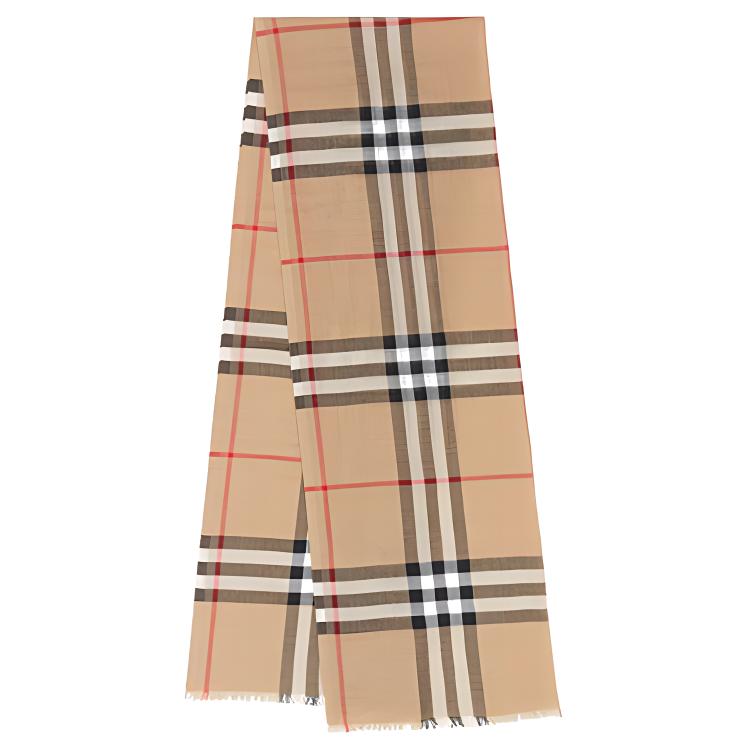 

Легкий шерстяной шарф в клетку Burberry