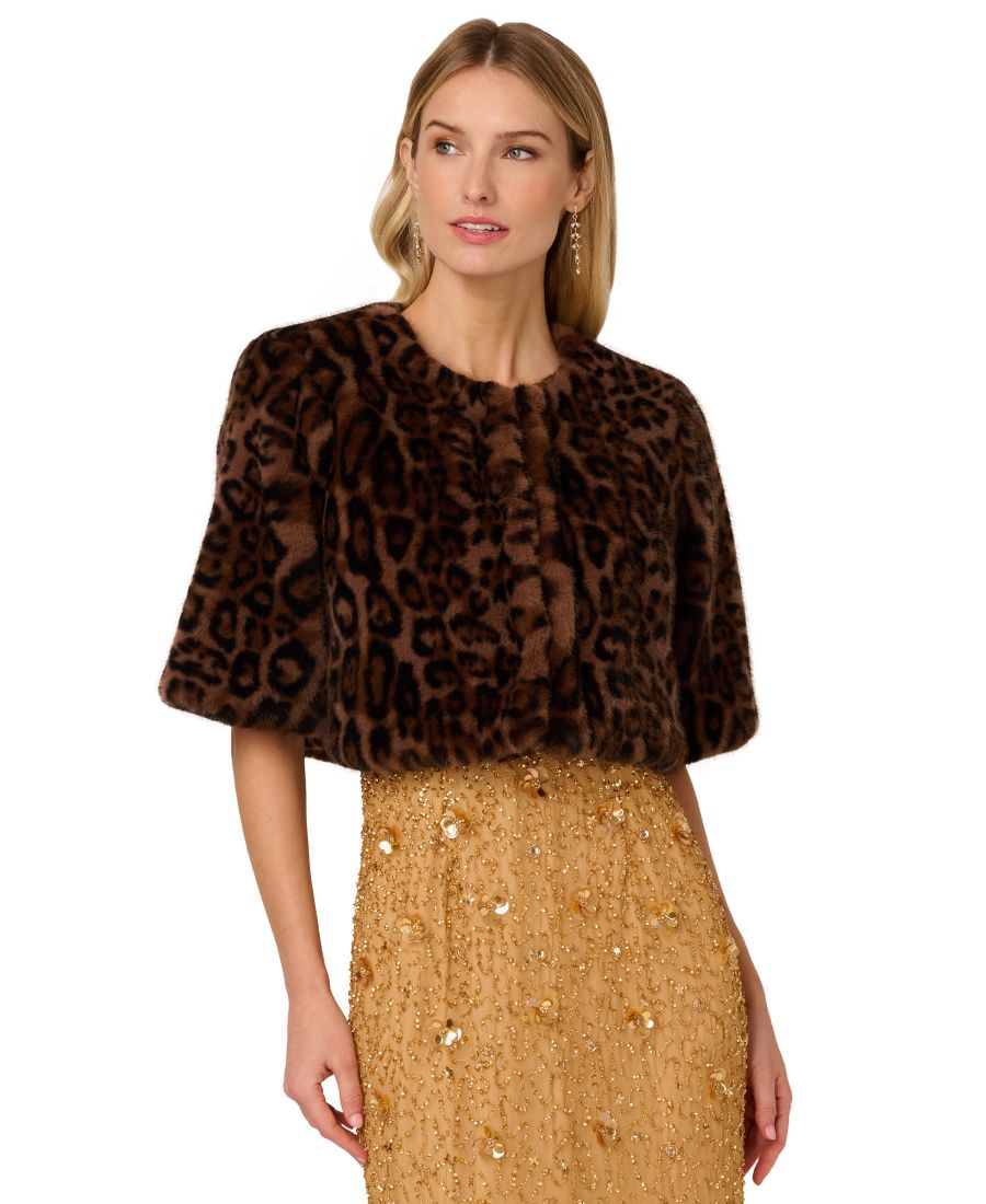 

Женская куртка с круглым вырезом и леопардовым принтом Adrianna Papell, Brown/Black