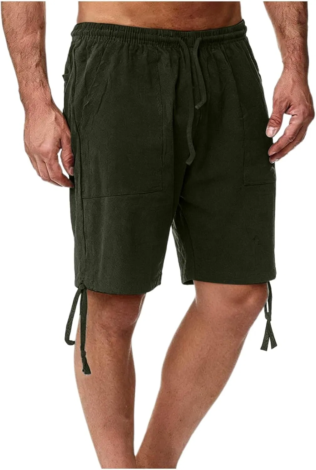 Шорты спортивные мужские, Cotton Linen, Army Green