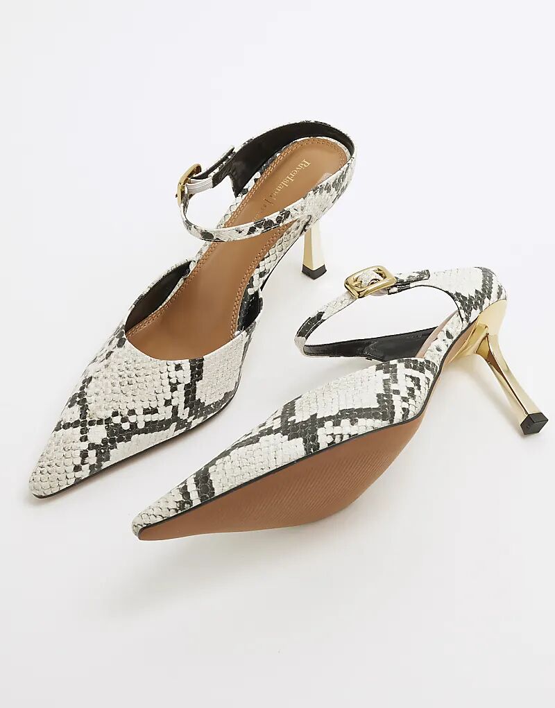 Туфли-лодочки River Island со змеиным принтом, серые - светлые — фото 3