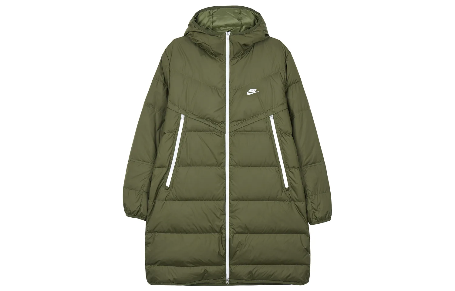 Nike Пуховик мужской с капюшоном, цвет Army Green