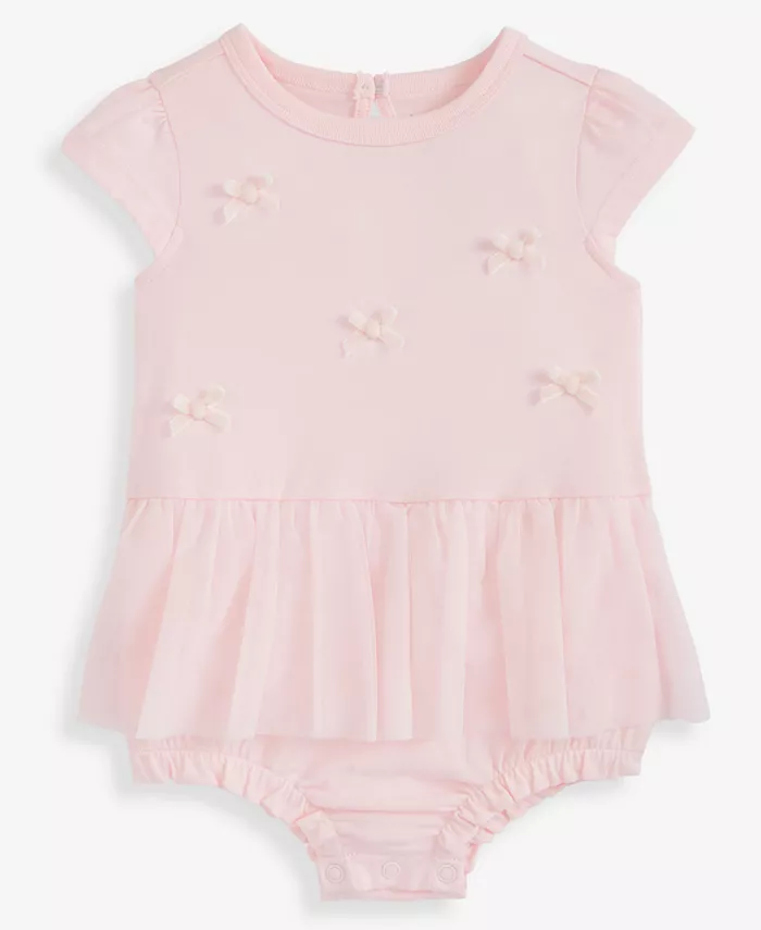 

Детский комбинезон-юбка для девочек с бархатными бантами First Impressions, розовый