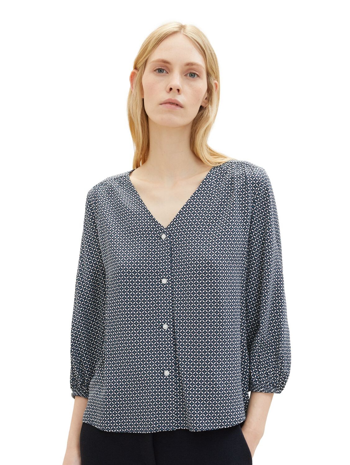 

Блуза Tom Tailor PRINTED V Neck 3/4, синий