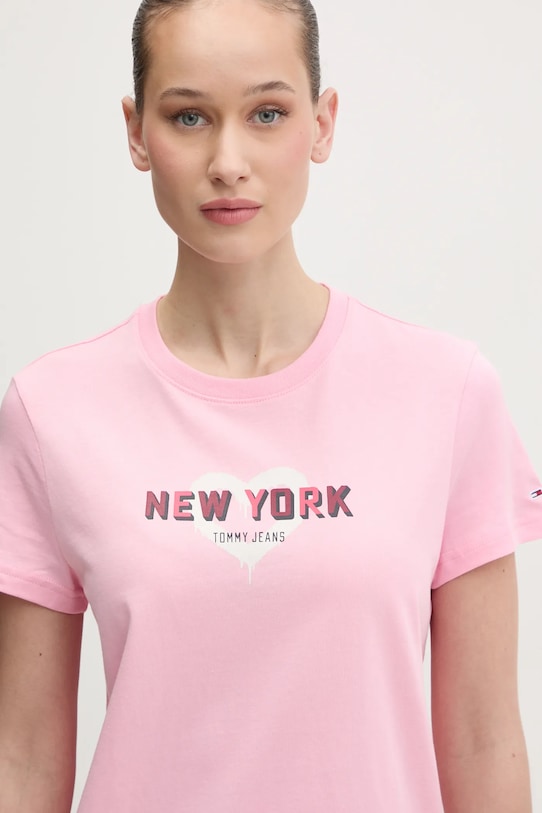

Хлопковая футболка Tommy Jeans, розовый