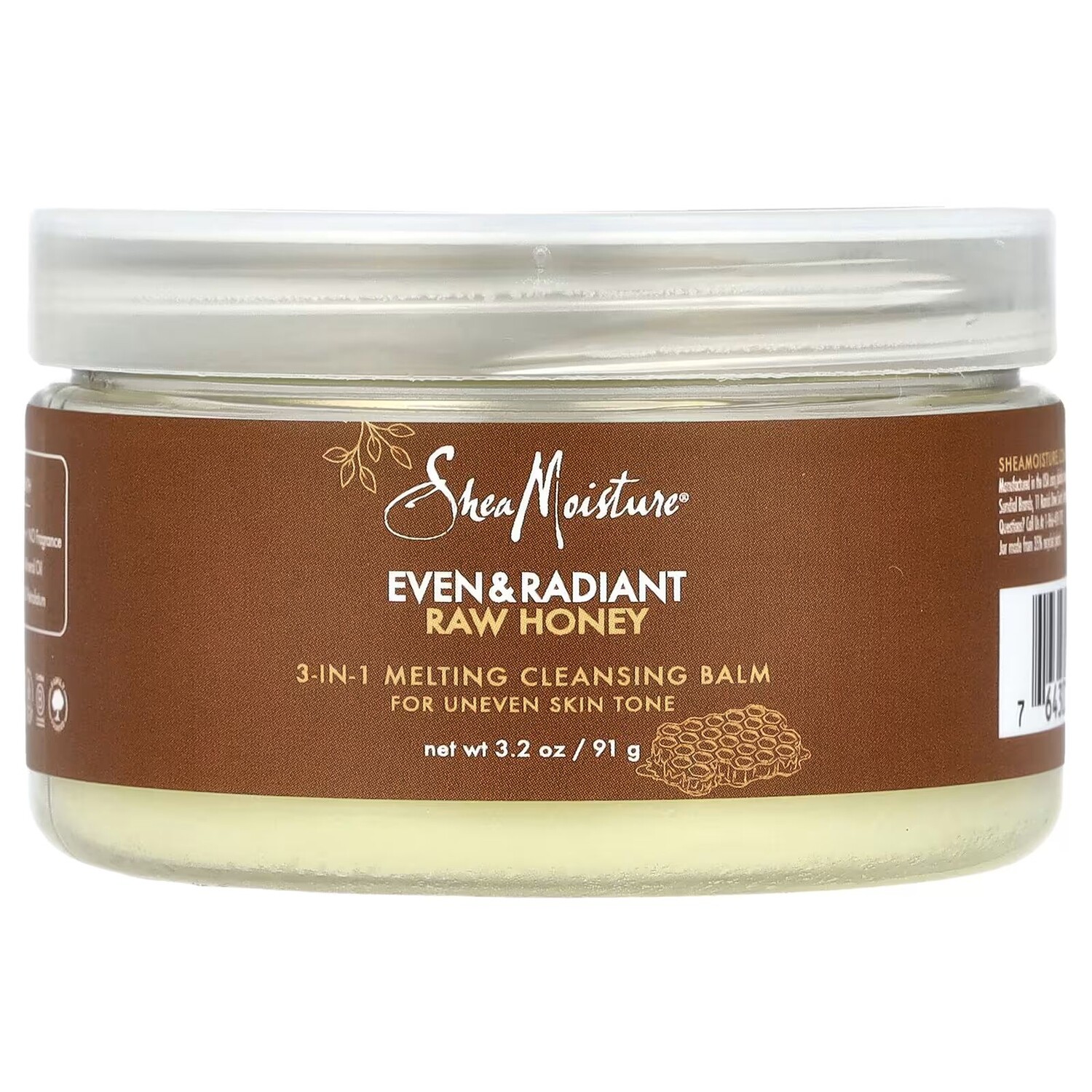 

Even & Radiant Raw Honey, тающий очищающий бальзам 3-в-1, 3,2 унции (91 г) Sheamoisture