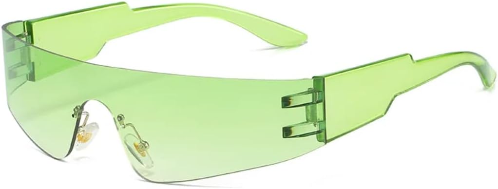 

Ретро-панк солнцезащитные очки без оправы для женщин, модные, с яркими зеркальными линзами, защита от УФ-излучения UV400, для мужчин, цельные спортивные очки для вождения UUPTTPL, Green Gradient