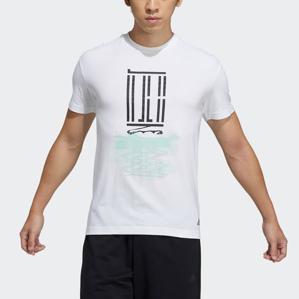 Футболка wj t gfx logo series printing sports round neck short sleeve white Adidas, белый — фото 3