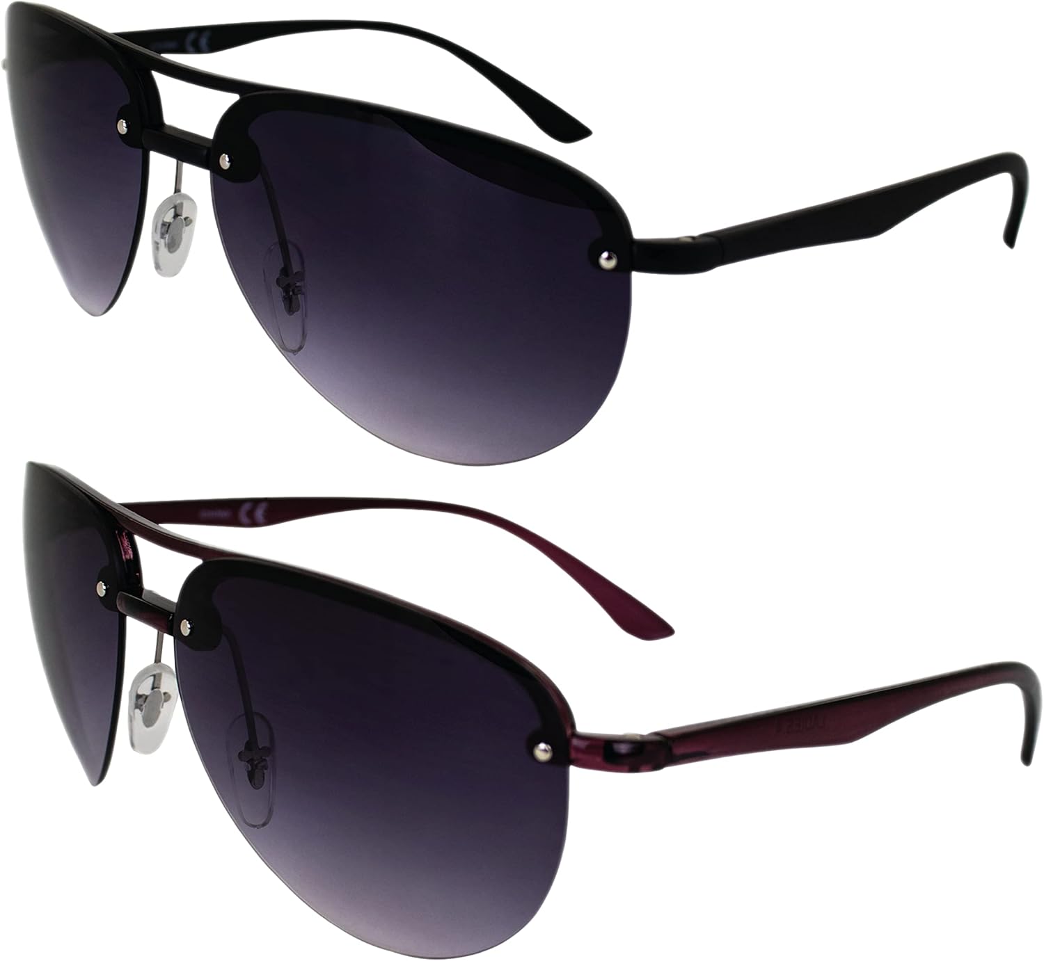 

Солнцезащитные очки AlterImage Amelia Fashion Retro для женщин, 2 пары, полуободковые, в форме авиатора, фиолетово-черная оправа с градиентными дымчатыми линзами, Purple-smoke/Black-smoke