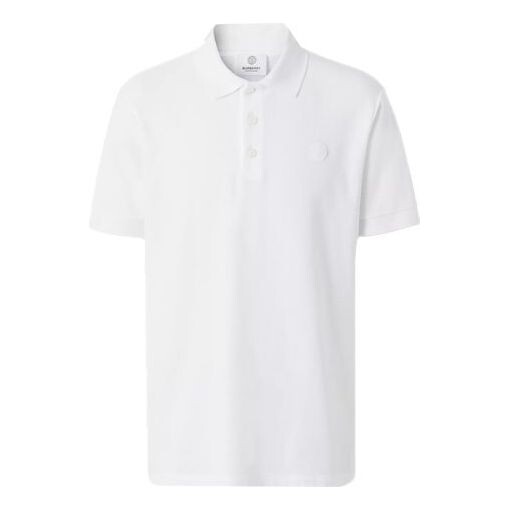 

Футболка Men's Burberry SS21 Pattern Cotton Short Sleeve Polo Shirt White, белый