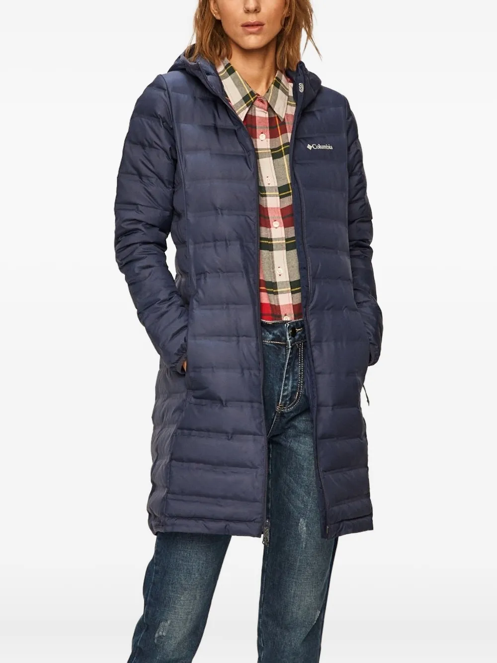 

Стеганое пальто с капюшоном Columbia, синий