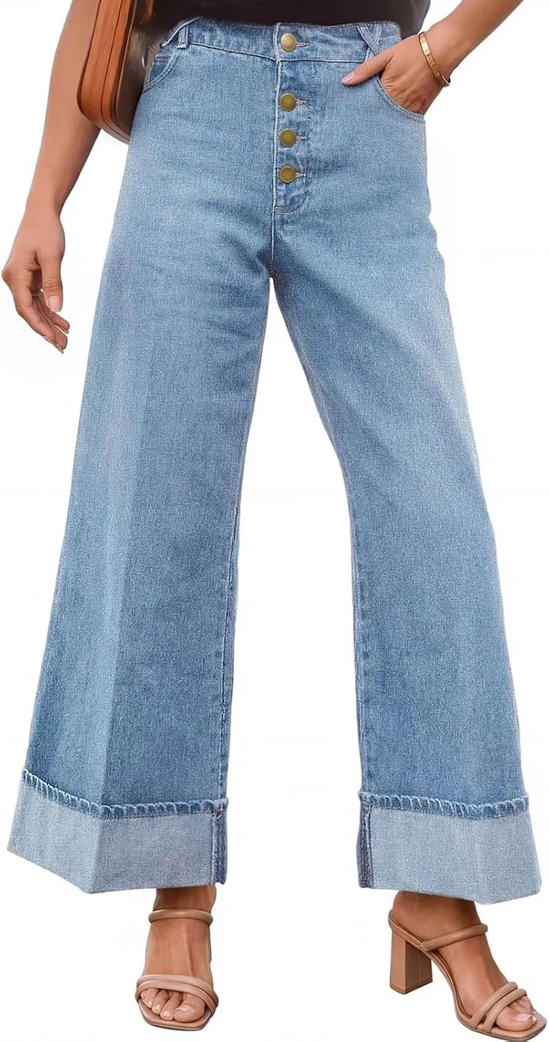 Джинсы женские прямые широкие, Light Blue, без бренда