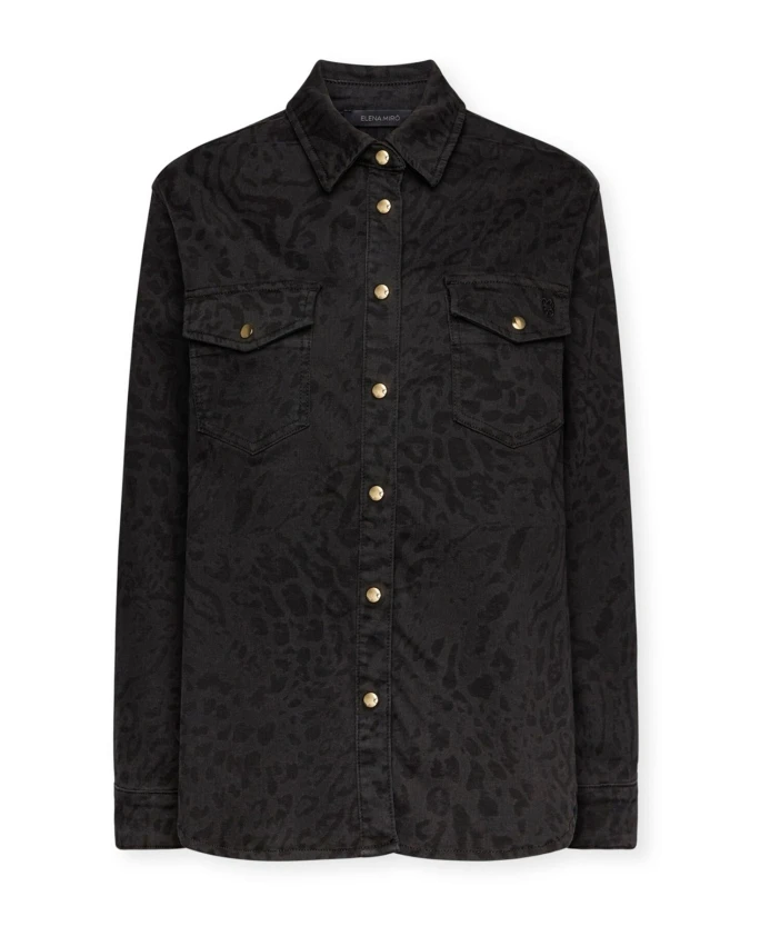 

Джинсовая рубашка с животным принтом Elena Mirã², черный