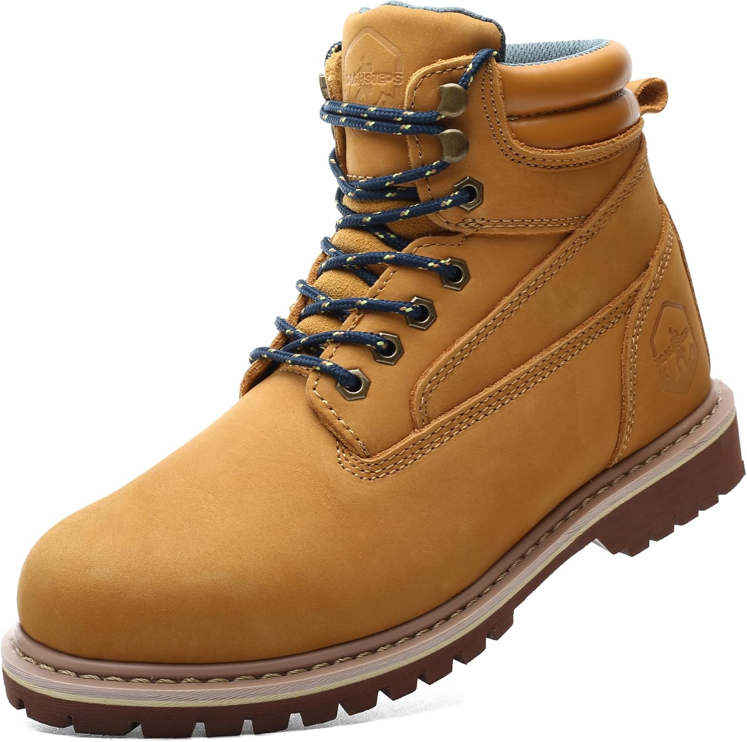 

Мужские ботинки с мягким носком 6 с комфортной кожей, противоскользящие, утепленные резиновые защитные стойкие промышленные и строительные ботинки Toughsteps, желтый