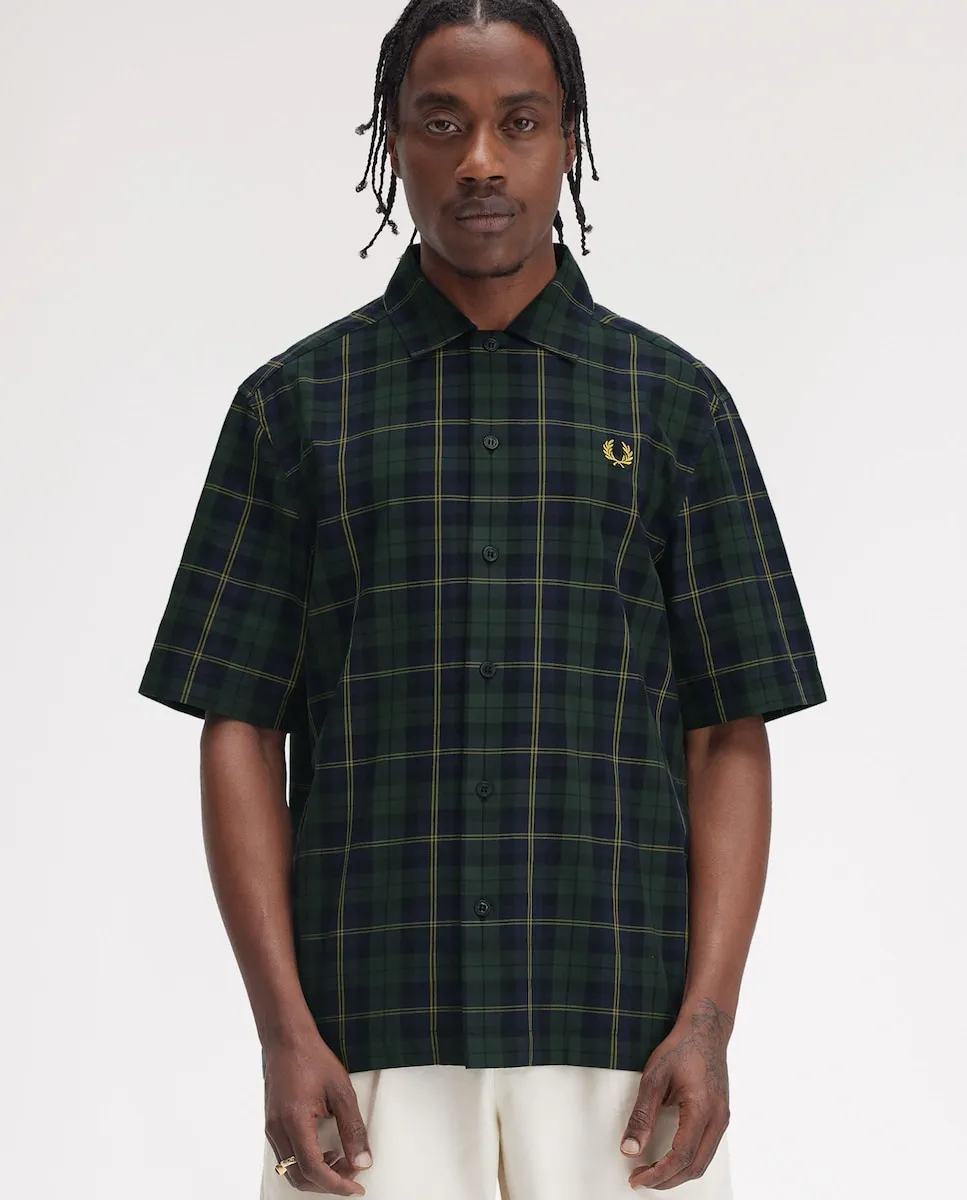 

Мужская рубашка с коротким рукавом в клетку тартан Fred Perry, зеленый
