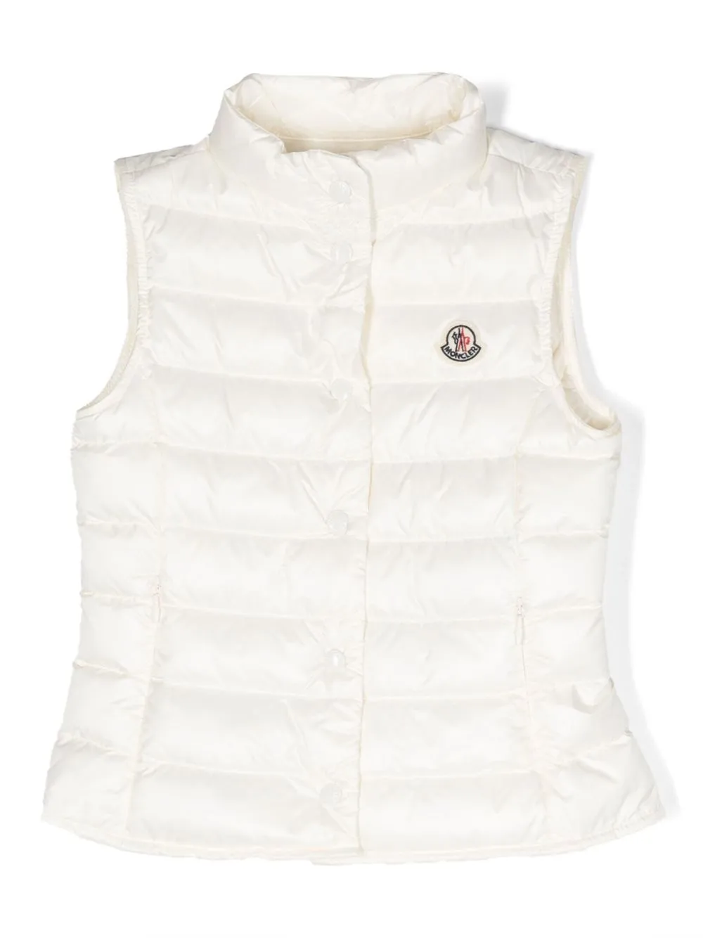 

Дутый жилет с нашивкой-логотипом Moncler Enfant, белый