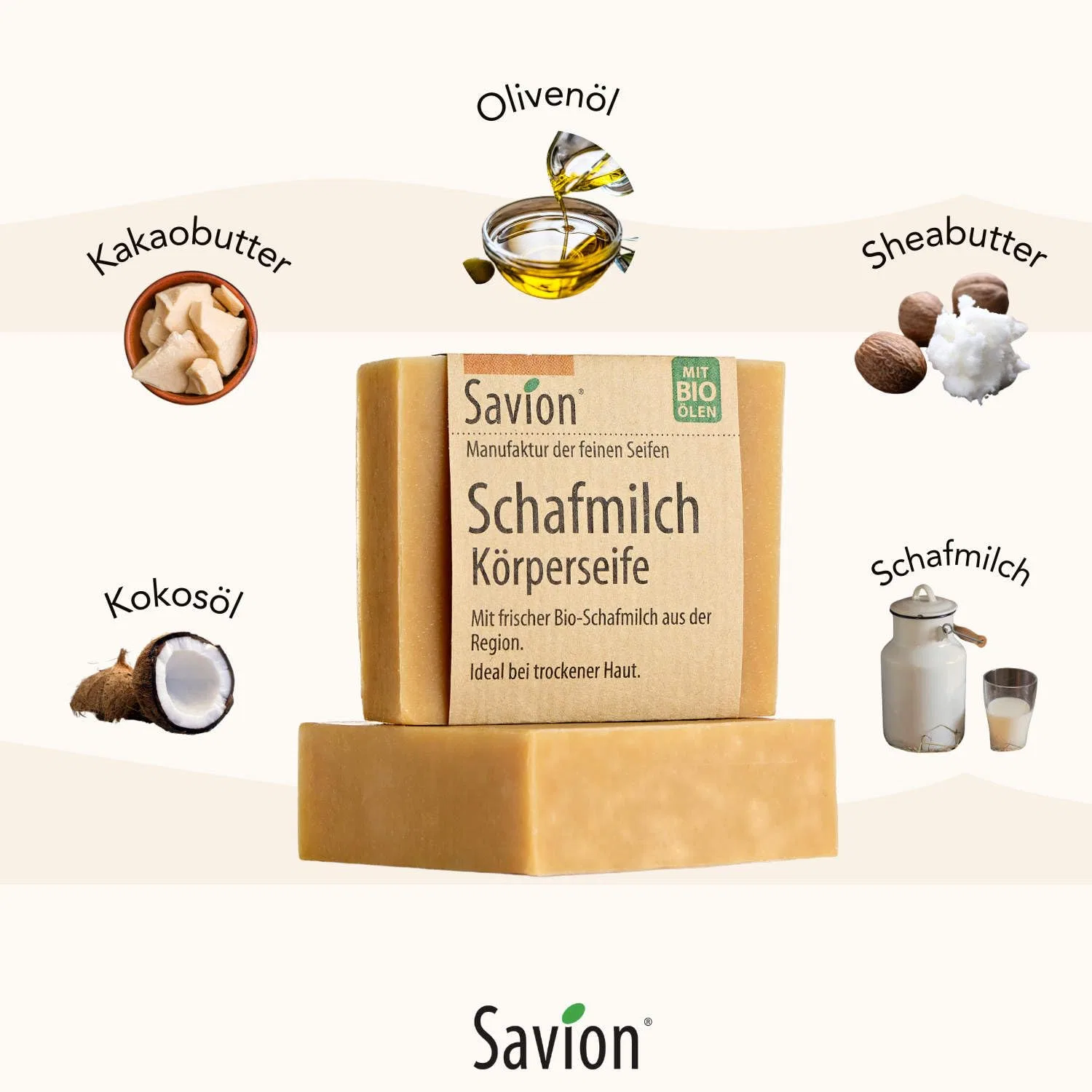 Мыло для тела Savion с овечьим молоком для сухой кожи Savion — фото 4