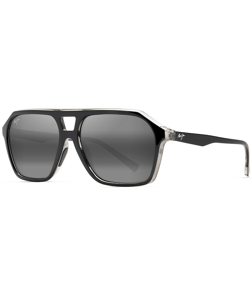 

Мужские поляризованные солнцезащитные очки-авиаторы Maui Jim на танкетке 57 мм, черный