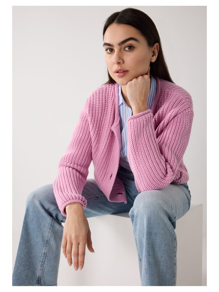 

More & More Короткий ребристый кардиган розового цвета