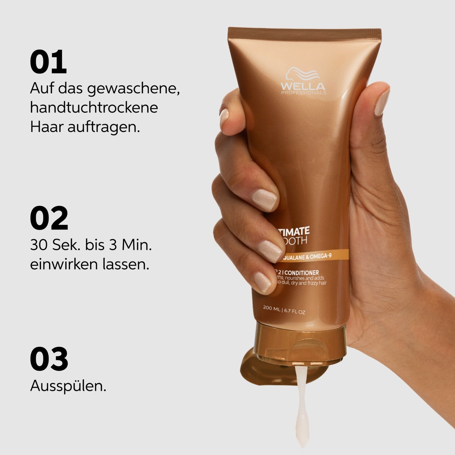 Кондиционер для волос ultimate smooth step 2 | mit squalane & omega-9 Wella Professionals, объем 200 мл — фото 4