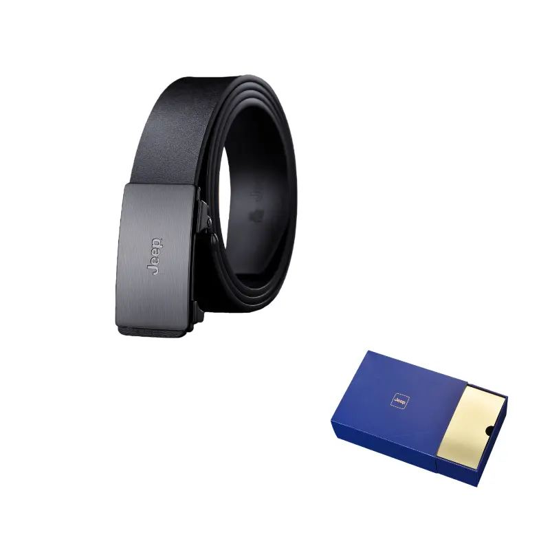 

Ремень из спилка кожи с цинковым сплавом унисекс 3,6 см Jeep, черный gunmetal buckle