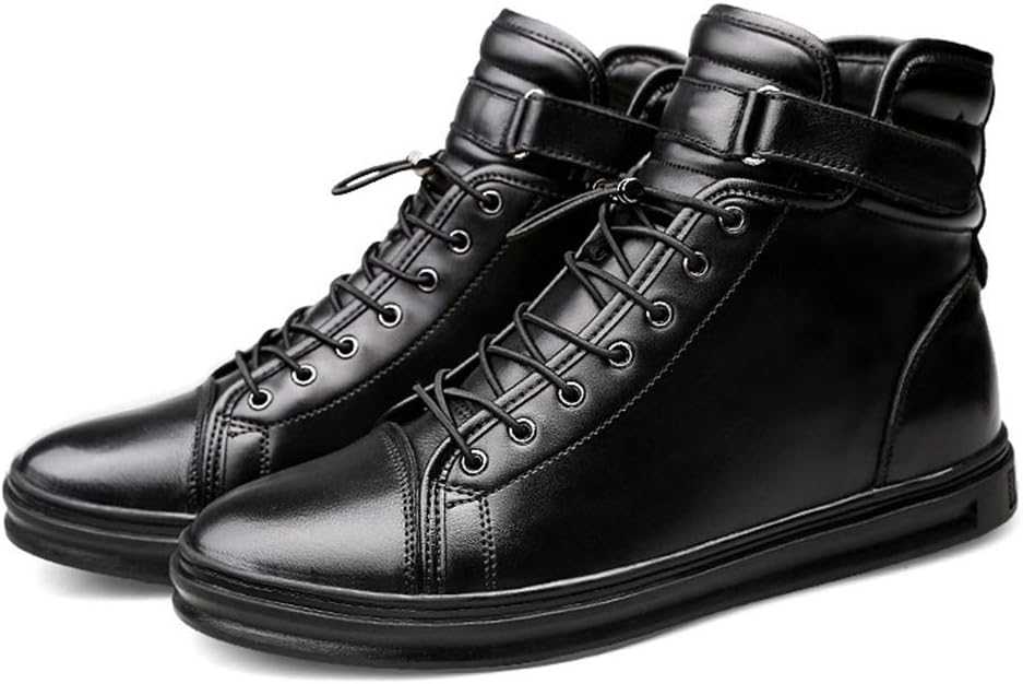 

Мужские кожаные ботинки, уличные прогулочные военные ботинки, осень-зима с плюшевой подкладкой, рабочие ботинки, черные A- 46/UK 11.5/US 12 JLFZC