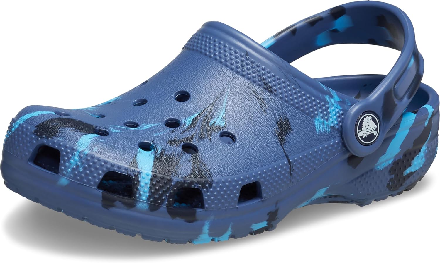 

Детские сабо Crocs унисекс, классические, с мраморным рисунком, акварельным рисунком, размер K, темно-синий