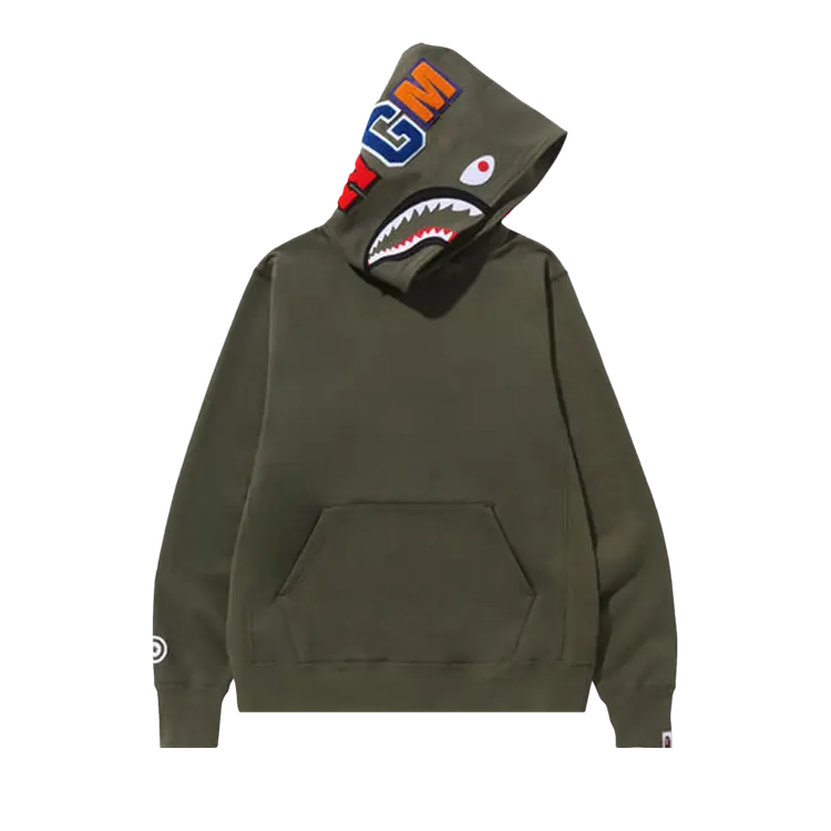 

Худи BAPE Shark Pullover 'Olive Drab', зеленый
