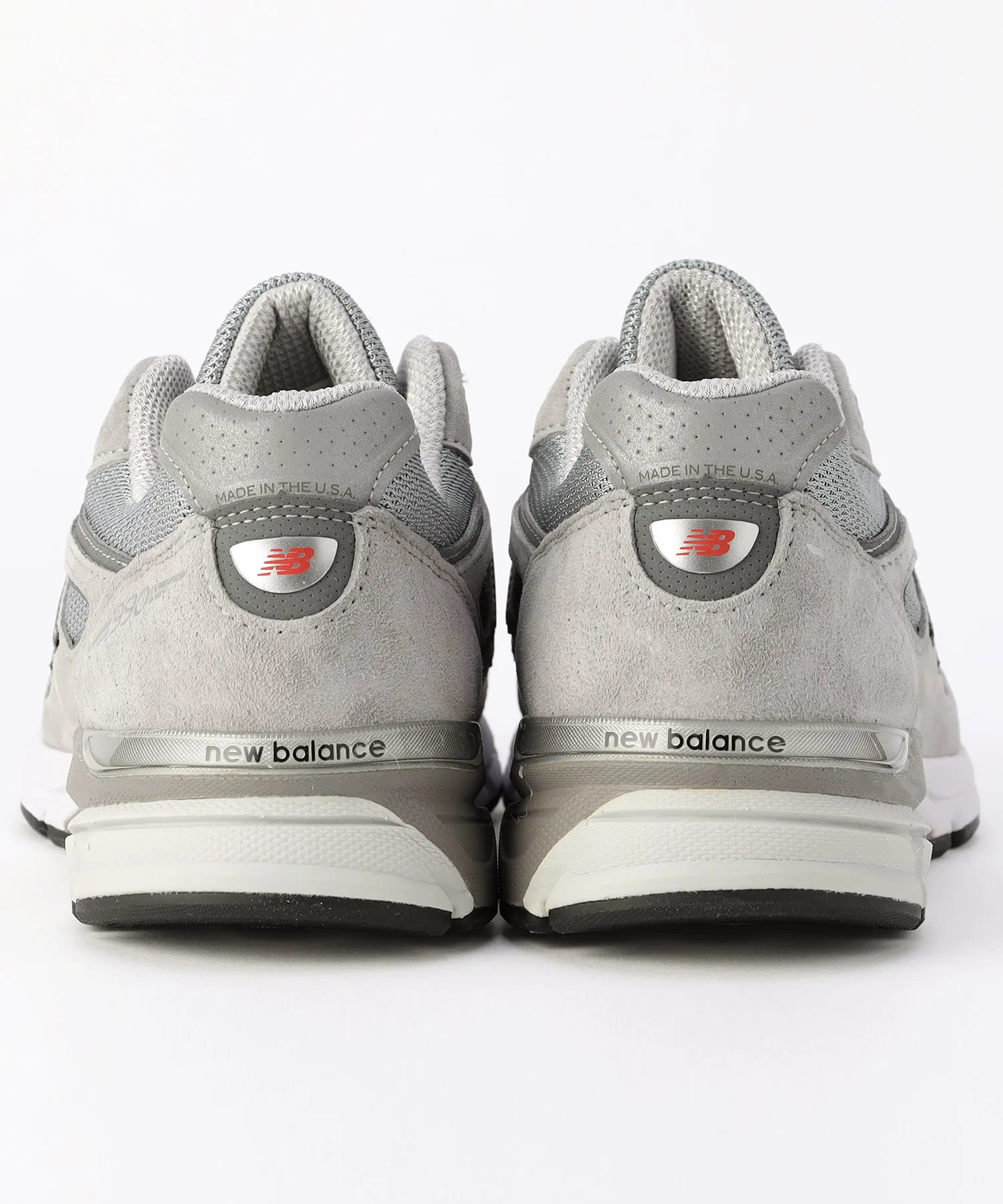 Мужские кроссовки из натуральной кожи New Balance 990 v4 серые — фото 4