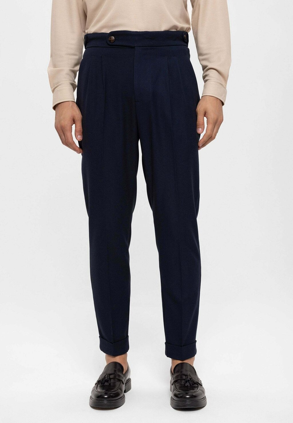 

Брюки High Waist Pleated Antioch, темно-синие