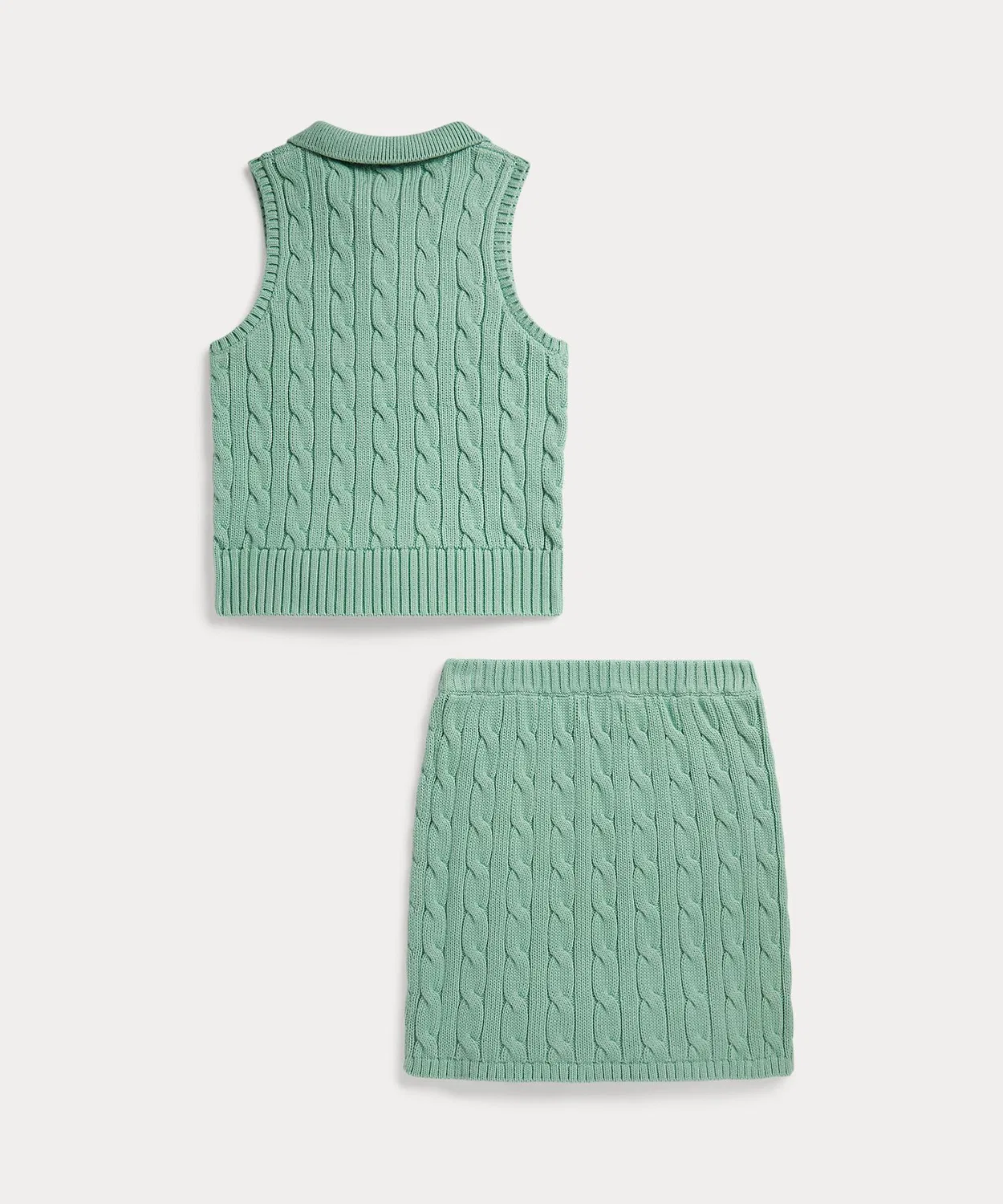 Сет: топ-поло и юбка-запах, хлопок, Ralph Lauren, зелёный — фото 2