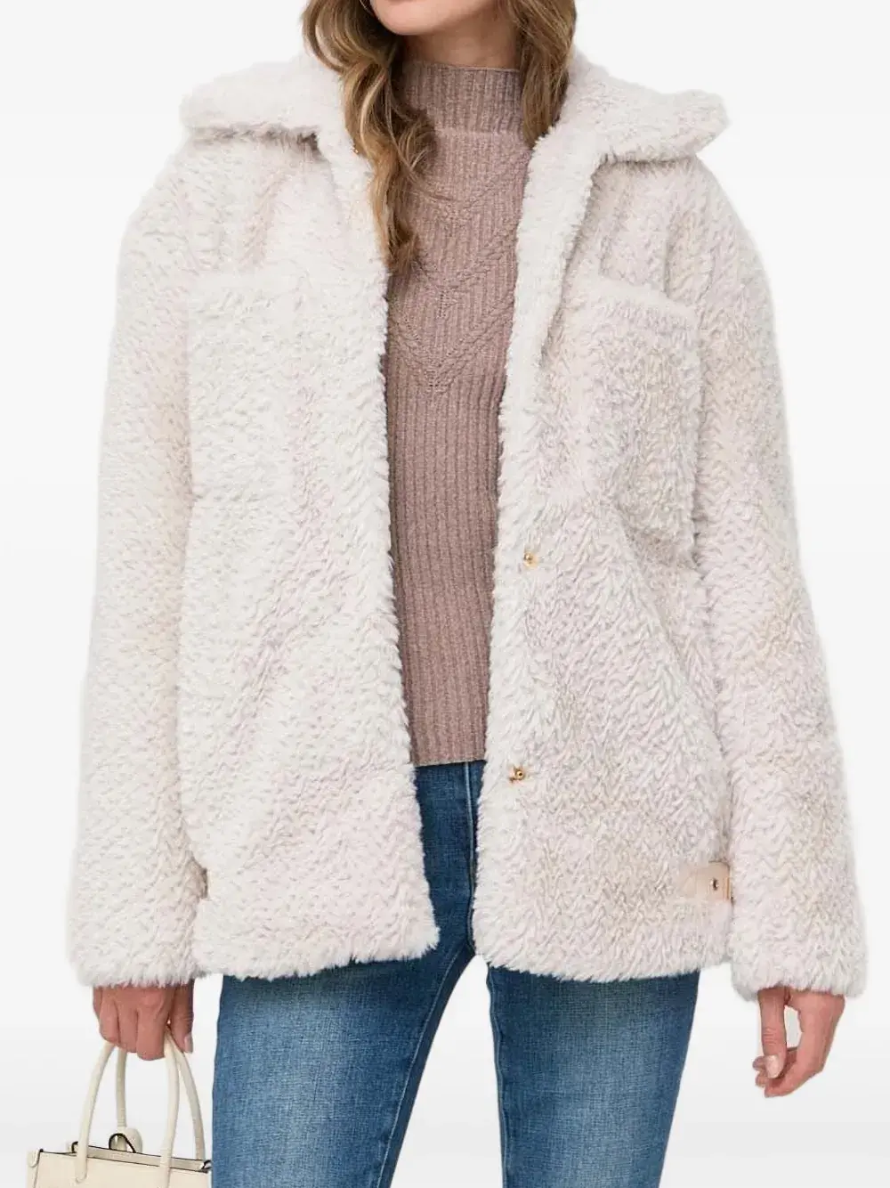 

Куртка из плюшевого флиса с поясом Silvian Heach, белый