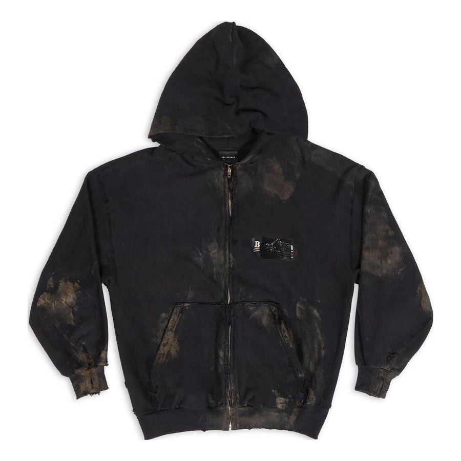 

Куртка Balenciaga Gaffer Zip-Up Hoodie Small Fit 'Black White Red', черный