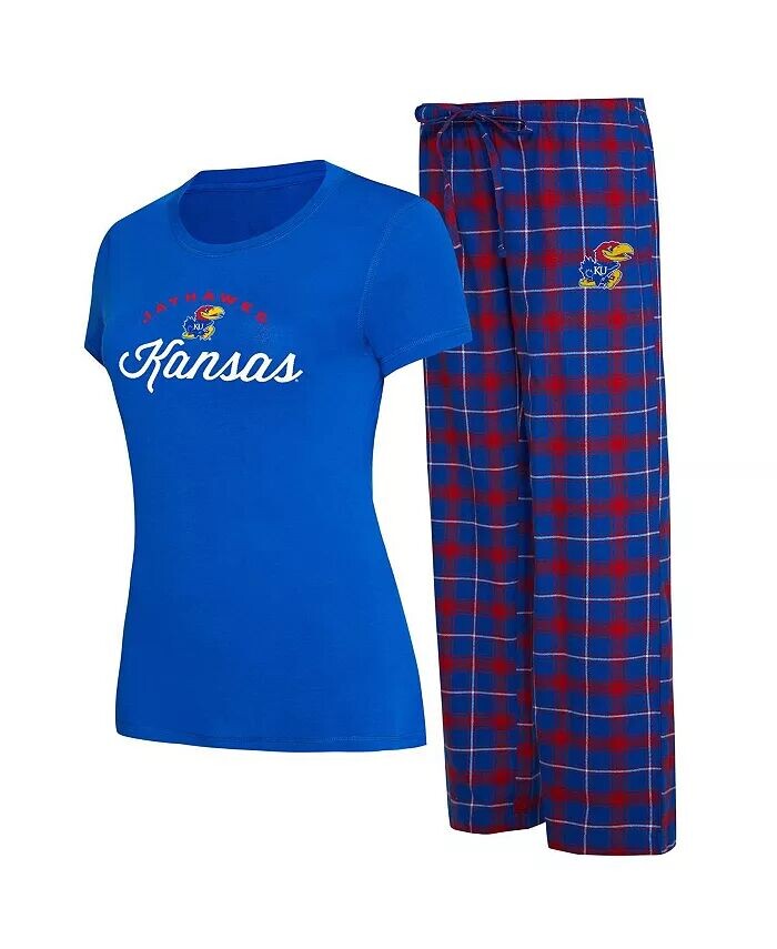 

Женский комплект для сна из футболки и брюк фланелевой фуфайки Kansas Jayhawks Arctic красного цвета Concepts Sport