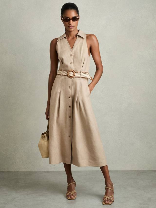 

Платье из чистого льна с поясом от энни Reiss, цвет Neutral