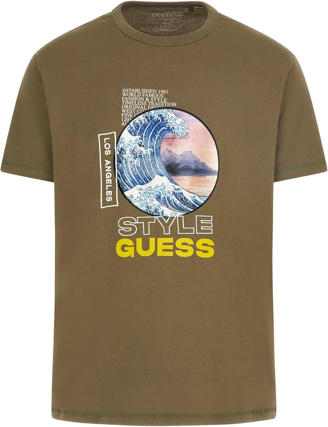 

Мужская футболка GUESS Eco Japanese Wave, Olive Morning, Хаки, Мужская футболка GUESS Eco Japanese Wave, Olive Morning