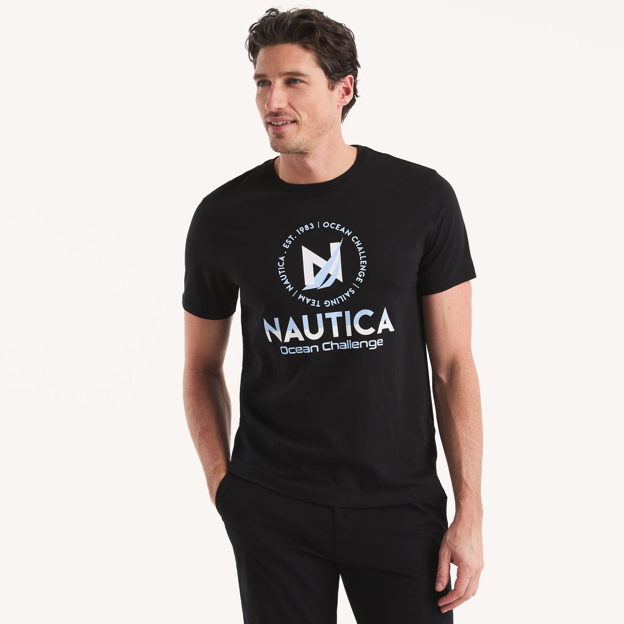 

Футболка мужская Nautica Ocean Challenge с графическим принтом, цвет true black