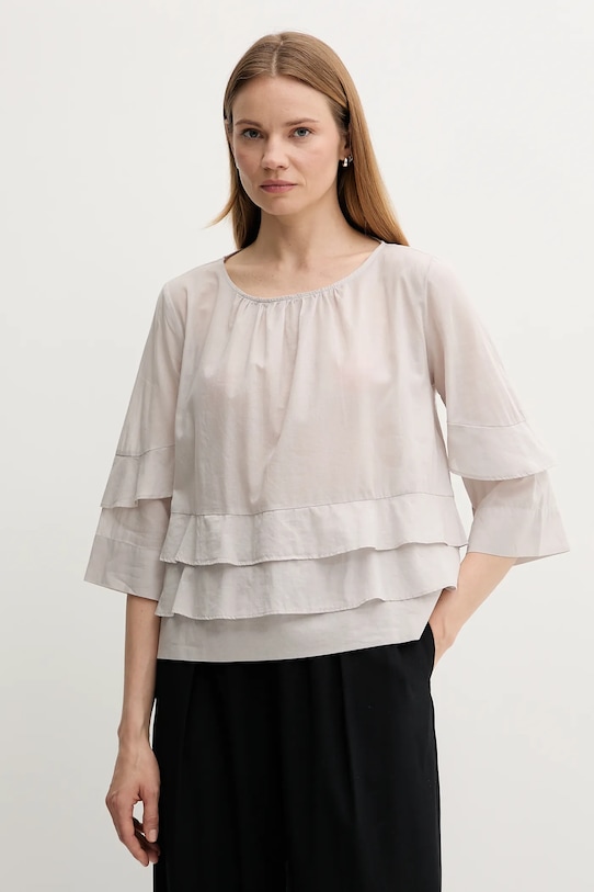 

Хлопковая блузка Sisley, серый