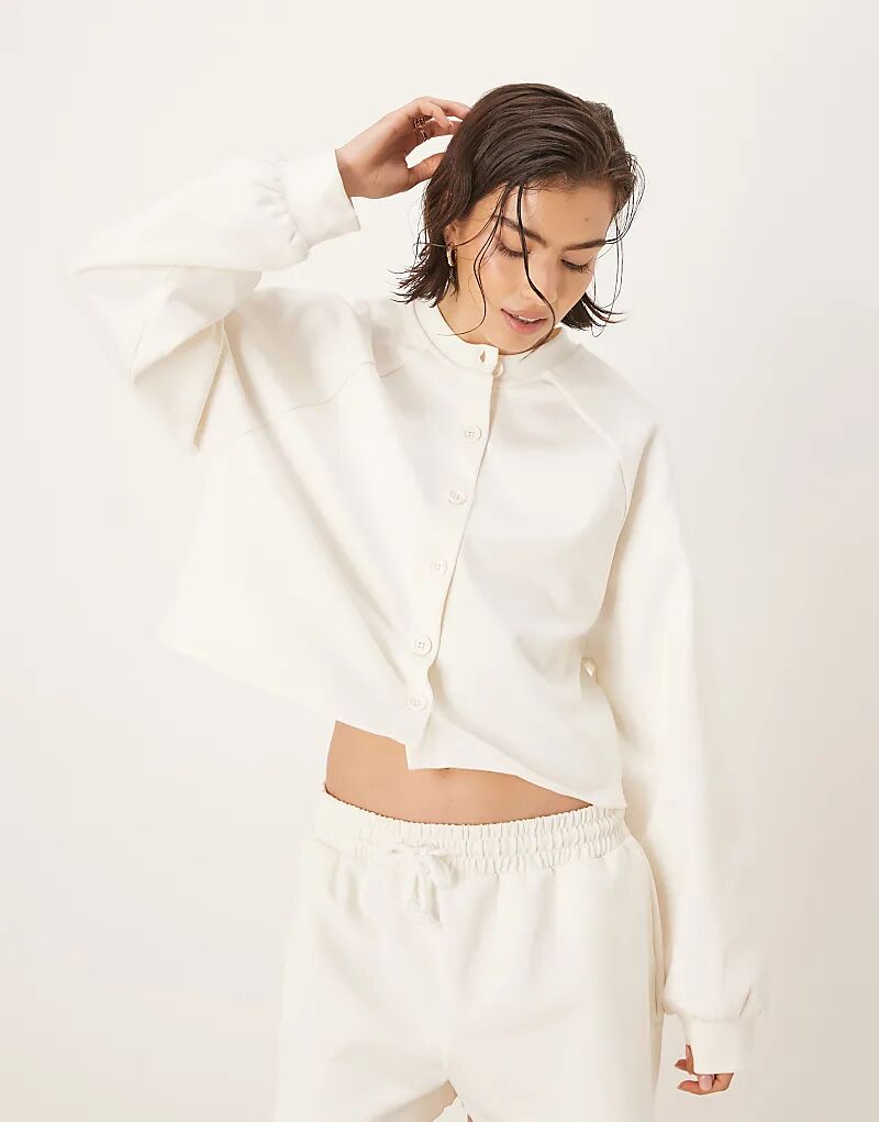 

Кардиган ASOS DESIGN из пряжи интерлок кремового цвета