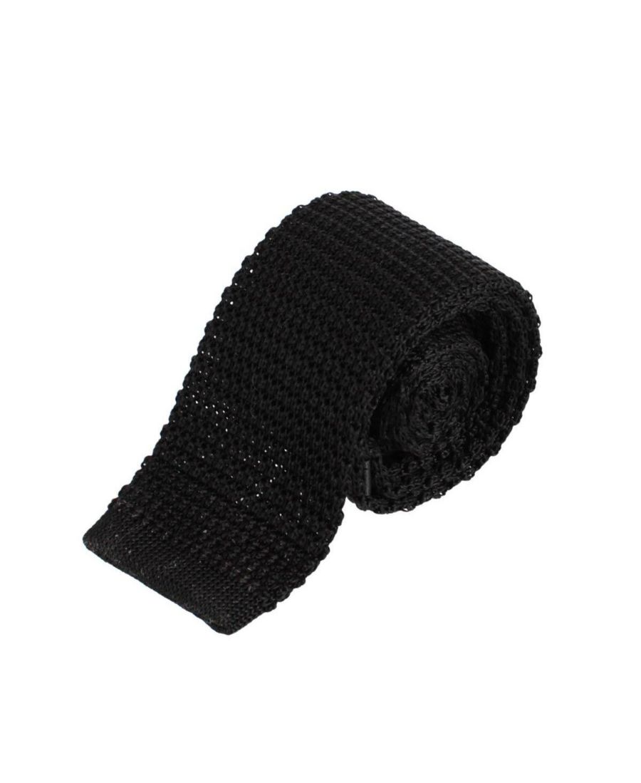 

Мужской вязаный шелковый галстук Zion однотонного цвета TRAFALGAR, Black