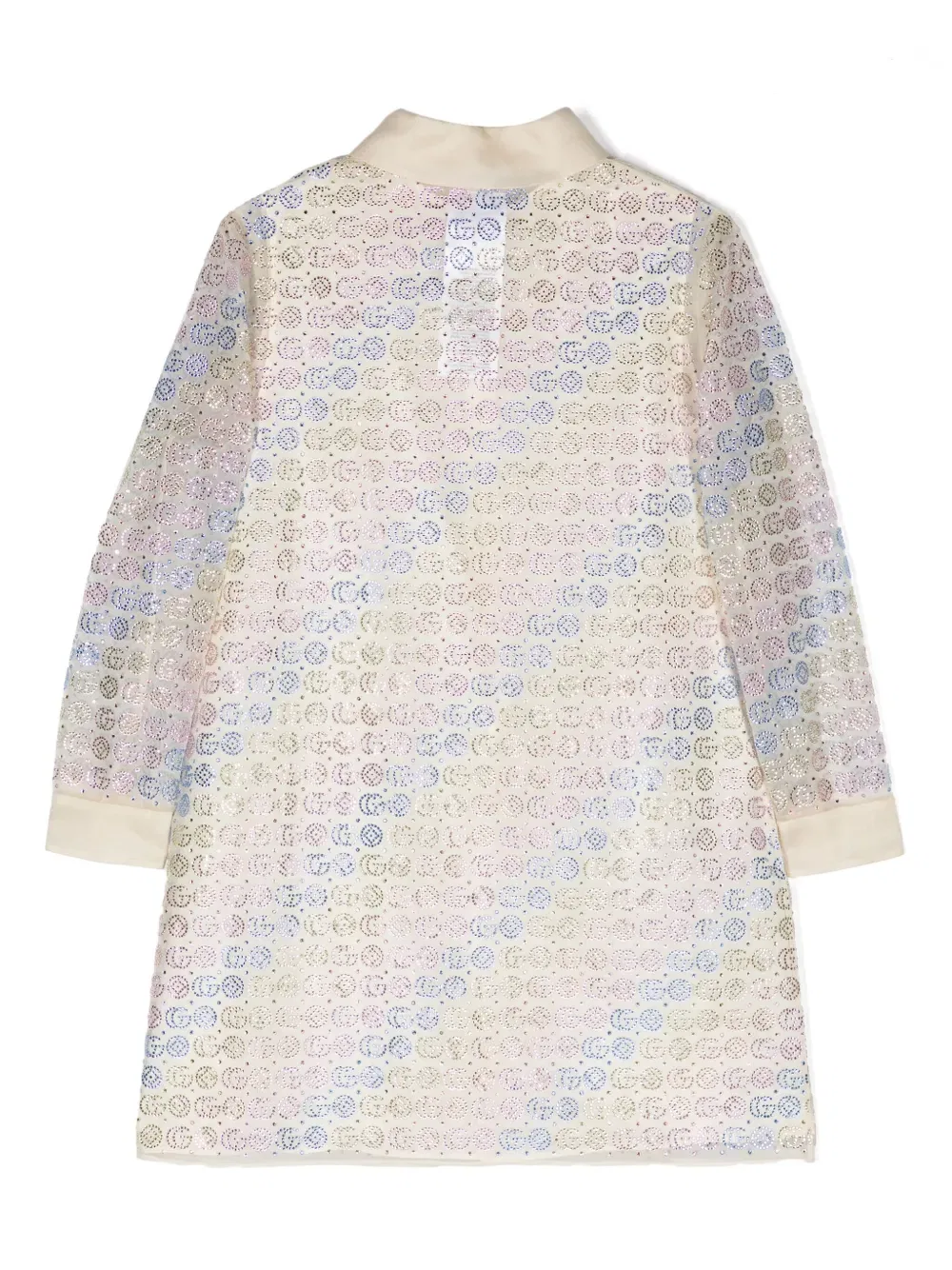 Платье-Рубашка, украшенное кристаллами Gg Gucci Kids, нейтральный — фото 2