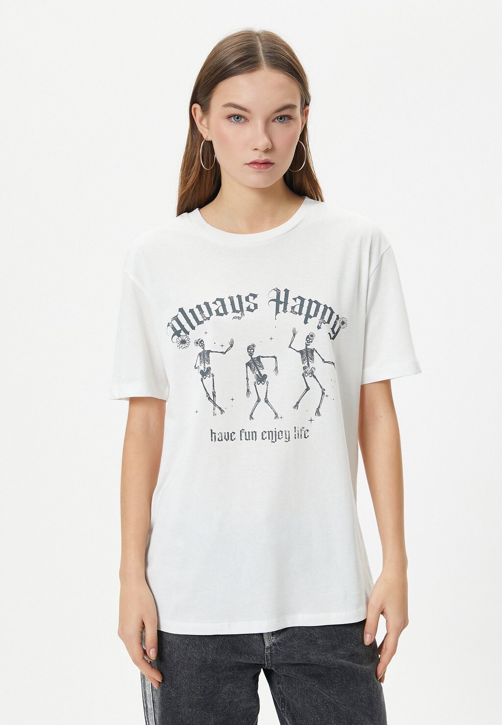 

Футболка с принтом SHORT SLEEVE CREW NECK Koton, белый