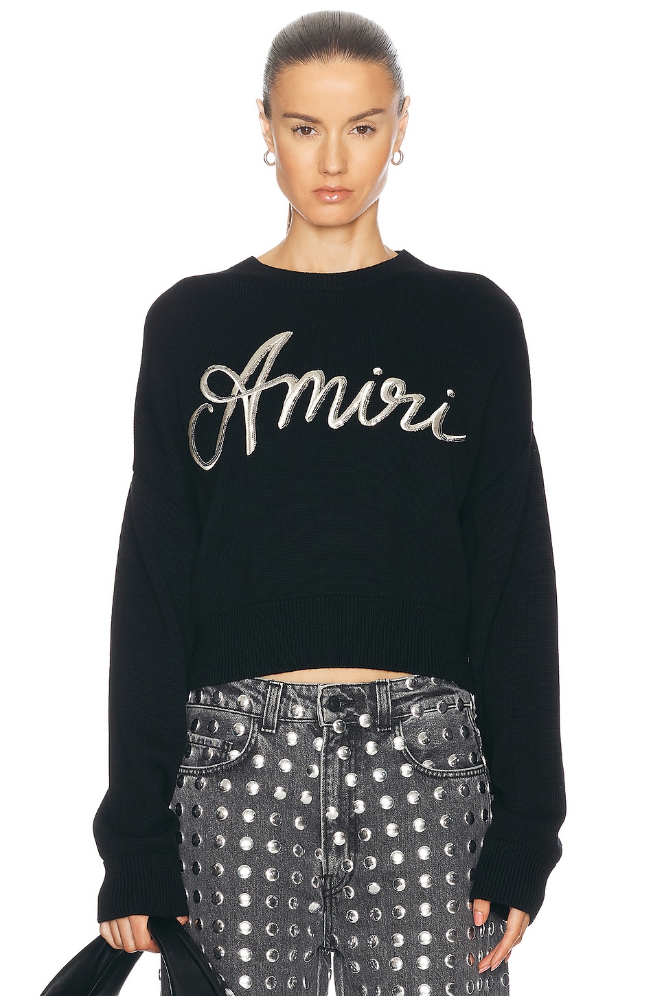 

Свитер MA Swirl с круглым вырезом Amiri, черный