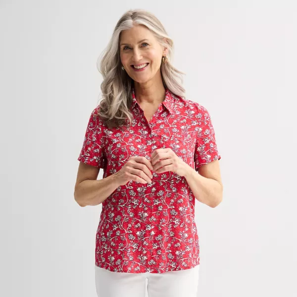 

Женская походная рубашка Croft & Barrow, цвет red sketchy floral