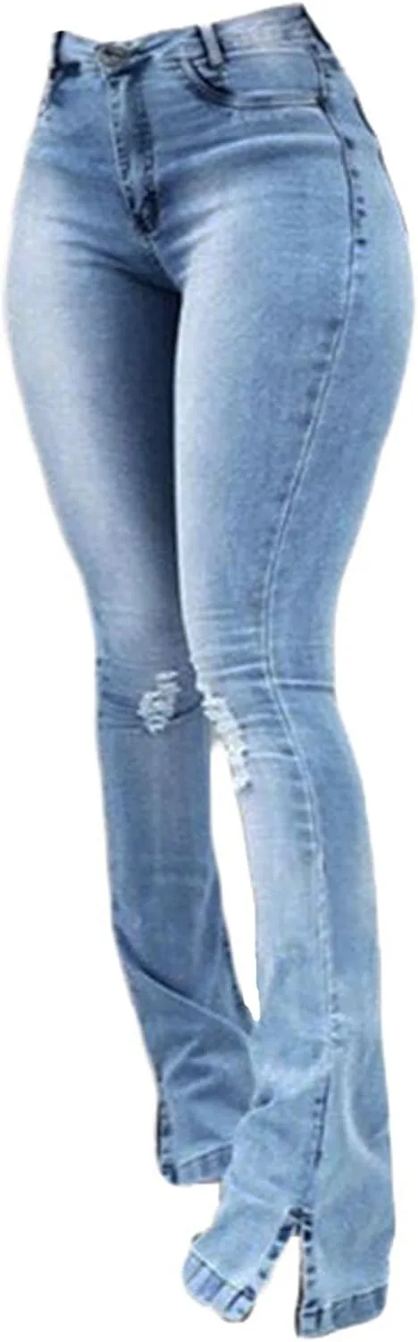 

Andongnywell женские джинсы скинни рваные клеш