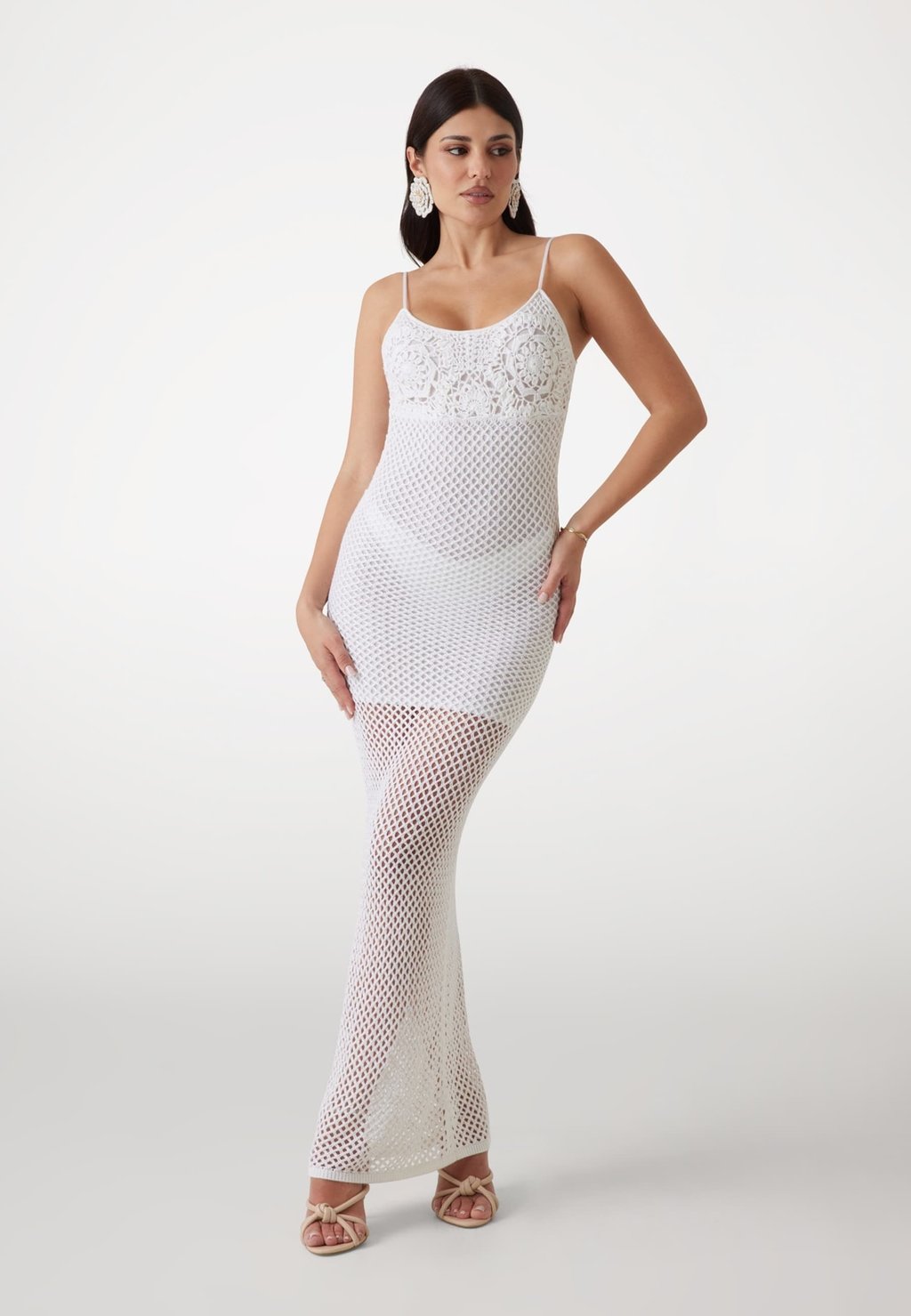

Повседневное платье LANGES HÄKELKLEID Guess, белый