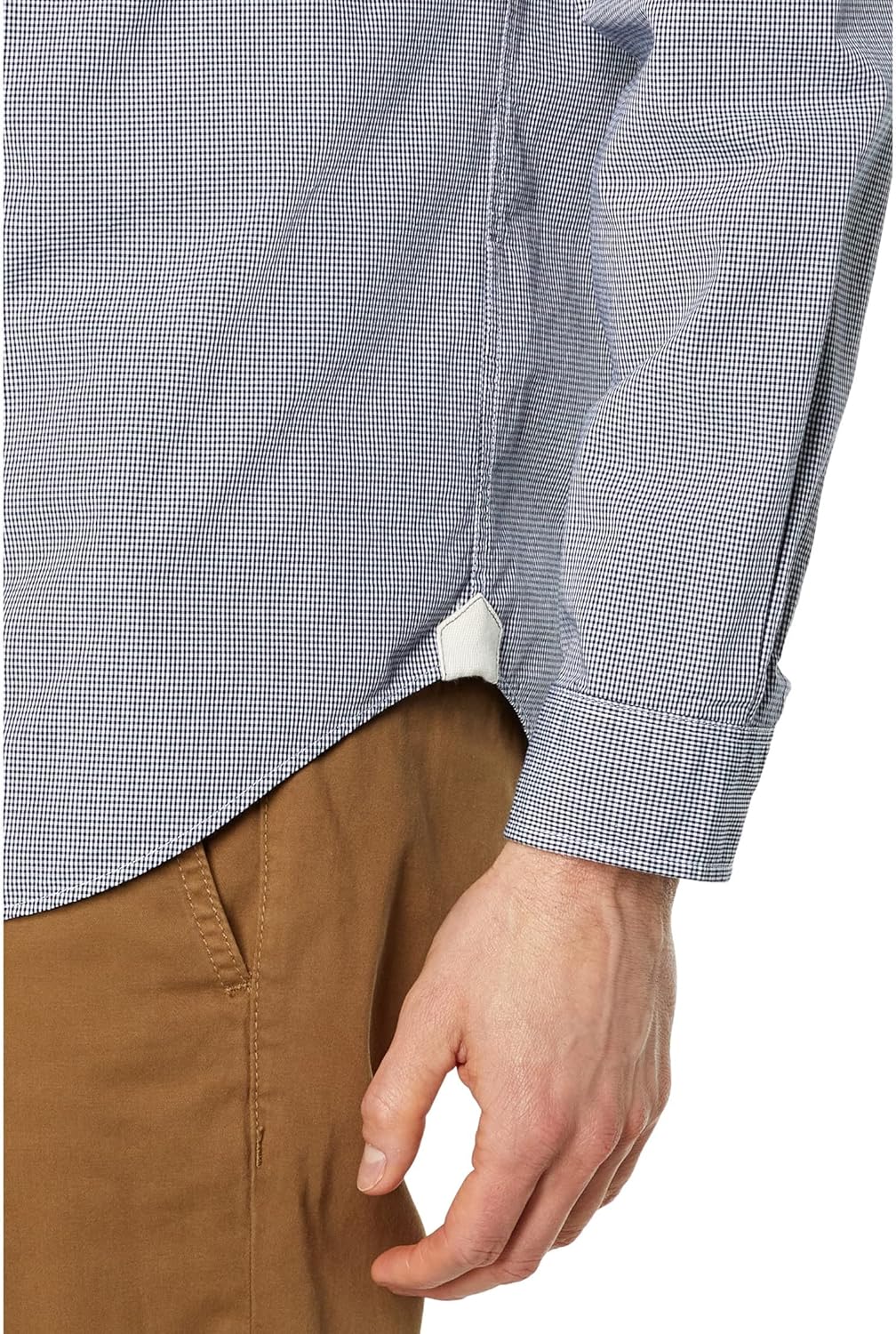 Lacoste мужская длинная рубашка в клетку Gingham на пуговицах, White/Navy Blue Gingham — фото 3