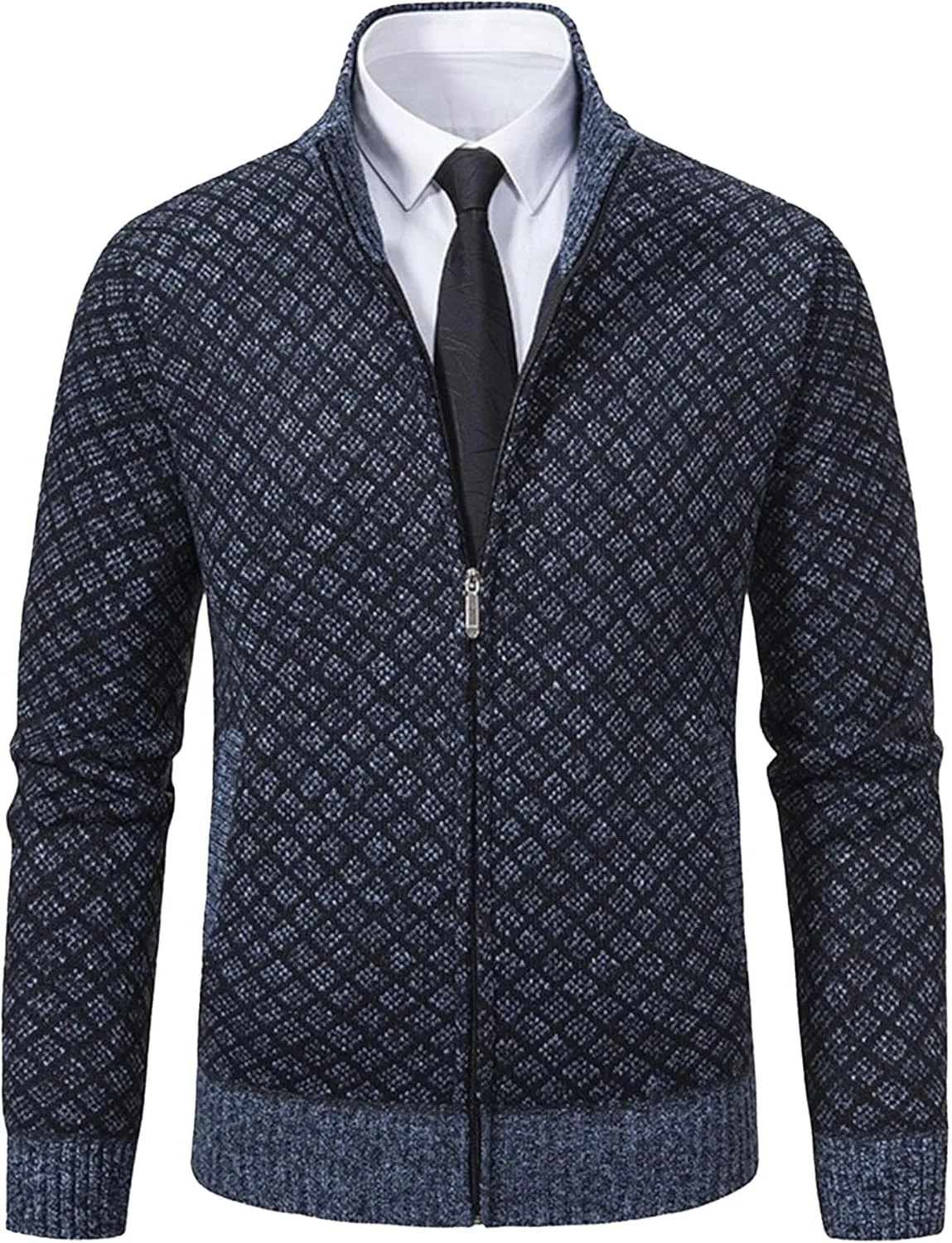 

Мужской кардиган с воротником стойкой и карманами slim fit