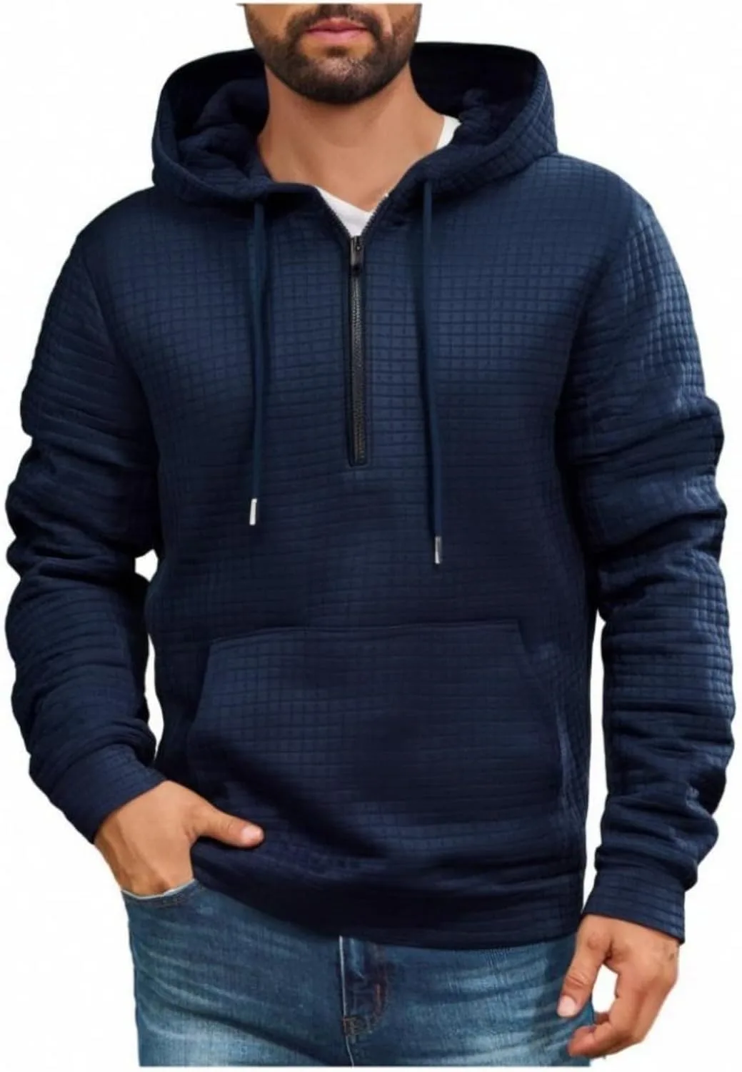 

Мужской свитшот Streetwear Waffle Zip Up Hoodie Loose Fit