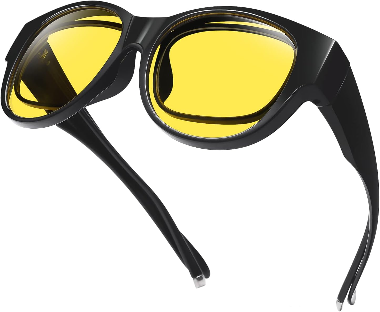 

Очки ночного видения Br'Guras, надеваемые поверх солнцезащитных очков, для мужчин и женщин, для вождения в ночное время - поляризованные, с антибликовым покрытием, A1 Glossy Black