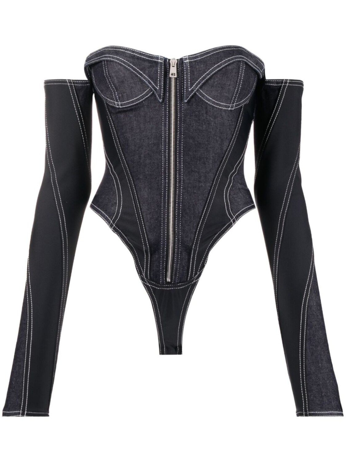 

Mugler боди из денима, синий